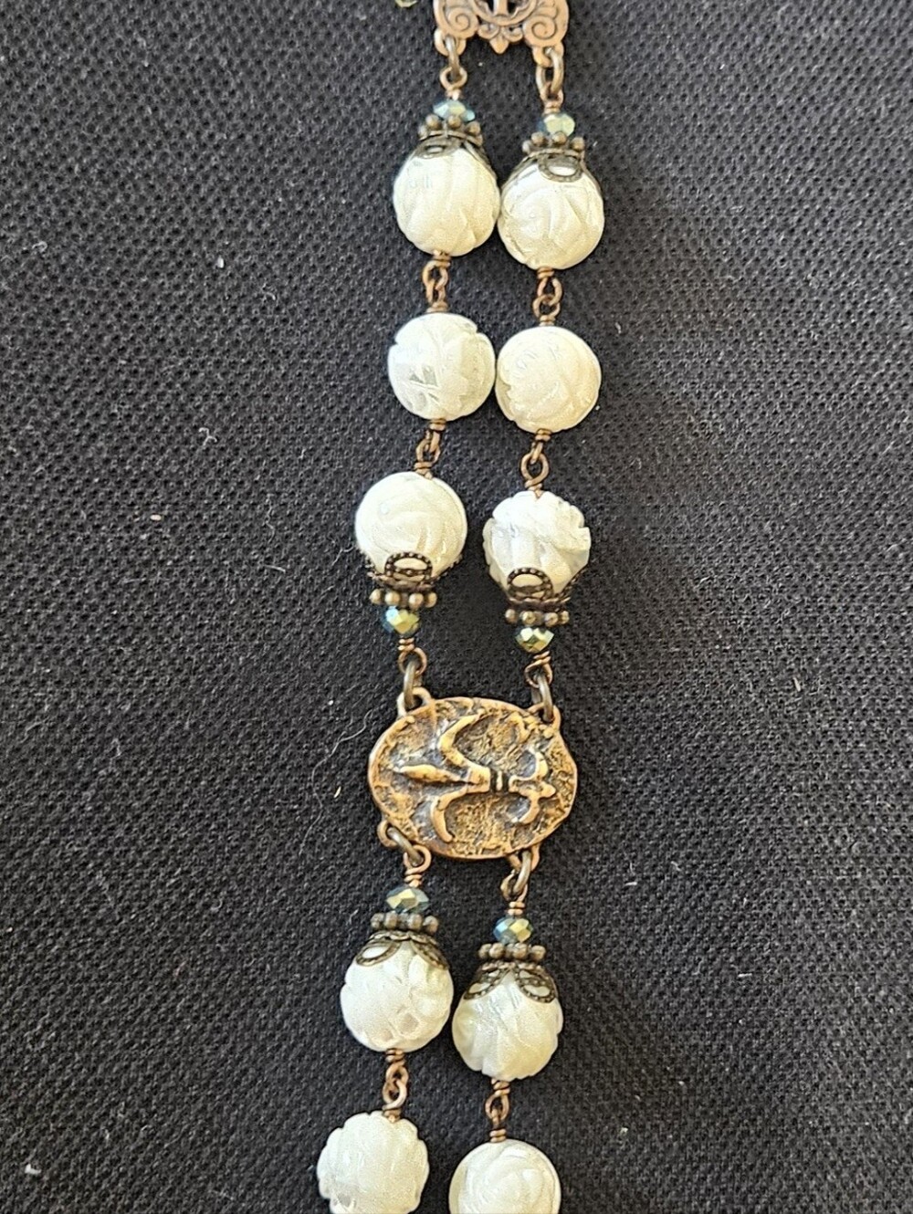 Vintage-Inspired Gold Tone and Ivory Drop Bracelet 9 Inches in total Length.
